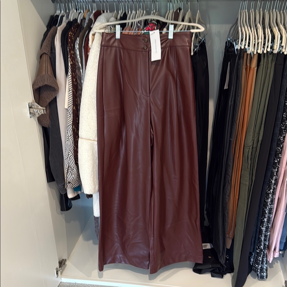 French Connection Bitter Chocolate Faux Leather Pants